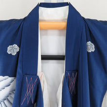 Load image into Gallery viewer, Children&#39;s kimono boys children&#39;s kids with undergarments blue x white x silver pure silk hawk -like boy boys 753 celebration 98cm