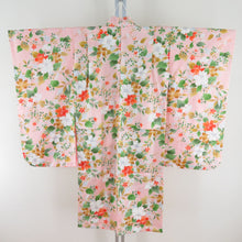 Load image into Gallery viewer, Children&#39;s kimono girls four -piece single -piece flower pattern Thin pink x green x white x orange chicken children