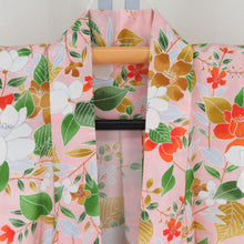 Load image into Gallery viewer, Children&#39;s kimono girls four -piece single -piece flower pattern Thin pink x green x white x orange chicken children