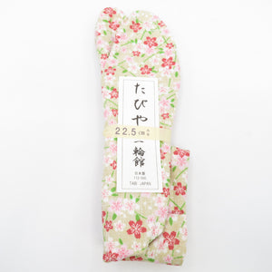 Pattern tabi 22.5cm beige cherry blossom pattern cherry blossom cherry cherry blossomed Japanese made in Japan 100 % cotton 4 pieces Ladies women's tabi casual new product