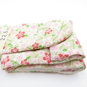 柄足袋 22.5cm ベージュ色 桜柄 さくら 底面白色 日本製 たびや 一輪館 綿100％ 4枚こはぜ レディース 女性用 足袋 カジュアル 新品