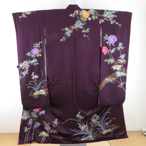 Kimono Pure Silk Purple Purple X multi -colored rose sentences with undergarments with undergarments