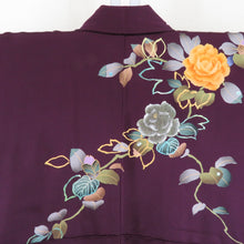 Load image into Gallery viewer, Kimono Pure Silk Purple Purple X multi -colored rose sentences with undergarments with undergarments