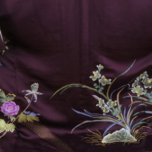 Kimono Pure Silk Purple Purple X multi -colored rose sentences with undergarments with undergarments