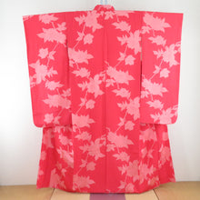 Load image into Gallery viewer, Kimono Pure Silk Red x Pink Rose Wun Poses Lined Lined Wide Collar Graduation Ceremony Stage Stage Costume