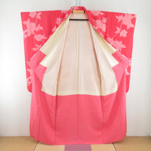 Load image into Gallery viewer, Kimono Pure Silk Red x Pink Rose Wun Poses Lined Lined Wide Collar Graduation Ceremony Stage Stage Costume