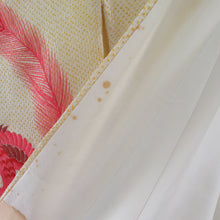 Load image into Gallery viewer, Kimono two shaku sleeve total squeezed pure silk yellow x multicolor embroidery with porch crest lined lined collar adult ceremony graduation ceremony formal tailored kimono 155cm