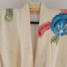 Load image into Gallery viewer, Kimono two shaku sleeve total squeezed pure silk yellow x multicolor embroidery with porch crest lined lined collar adult ceremony graduation ceremony formal tailored kimono 155cm
