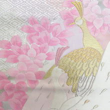 Load image into Gallery viewer, Bag Slow Sleeve Peacock Public Silver Thread White X Pink x Pink Pink Pink Pursuit Pure Silk Formal Kimono Length 416cm