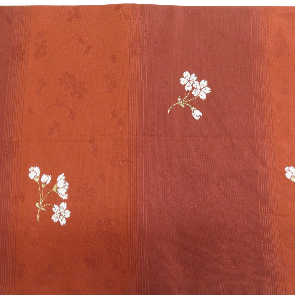 袋帯 振袖用 桜紋様 黒色x紫色 金糸銀糸 ラメ糸 六通柄 リバーシブル  