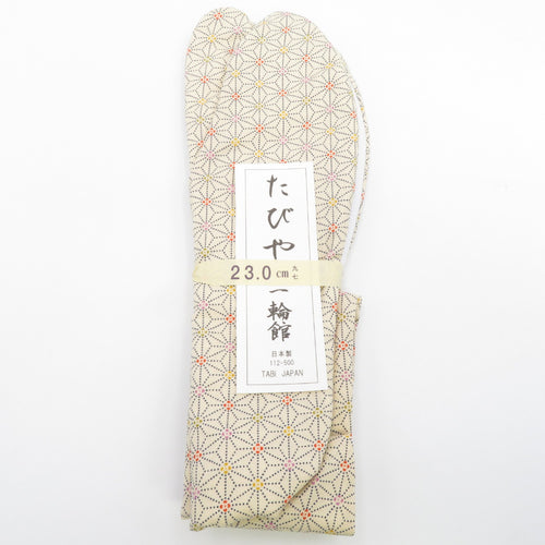 Pattern tabi 23.0cm beige color linen leaf pattern Funely Japanese made in Japan 100 % cotton 4 pieces Women's women's tabi casual new product