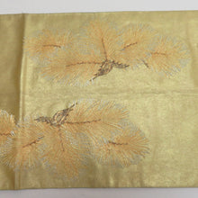 Load image into Gallery viewer, Back Obi Nishijin Orashin Nagashima Naruto Kinnishin Gold X Yellow x Brown Pine Bun Pure Silk Tailoring Kimono Warning 448cm