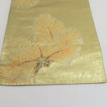 Load image into Gallery viewer, Back Obi Nishijin Orashin Nagashima Naruto Kinnishin Gold X Yellow x Brown Pine Bun Pure Silk Tailoring Kimono Warning 448cm