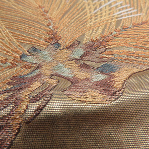 Back Obi Nishijin Orashin Nagashima Naruto Kinnishin Gold X Yellow x Brown Pine Bun Pure Silk Tailoring Kimono Warning 448cm