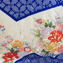 Load image into Gallery viewer, Kimono Pure Silk Blue Blue X -colored Koma Square vase with a flower crest with undergarments with undergarments