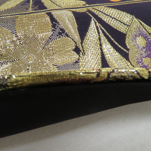 Bag track and pure silk flowers for kimono crests purple x gold x silver gold silver thread six -handed pattern formal tailoring kimono band length 472cm