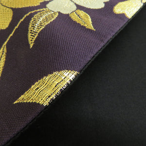 Bag track and pure silk flowers for kimono crests purple x gold x silver gold silver thread six -handed pattern formal tailoring kimono band length 472cm