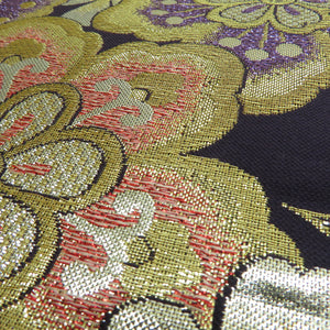 Bag track and pure silk flowers for kimono crests purple x gold x silver gold silver thread six -handed pattern formal tailoring kimono band length 472cm