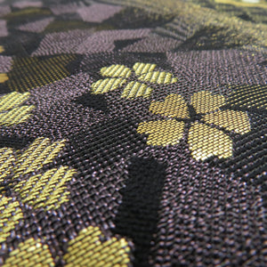 Pure silk cherry blossom crest for kingeus kimono black x purple gold silver thread lame thread six -handed pattern formal tailoring kimono length 448cm