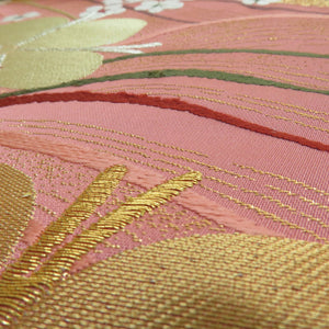 Plum cracked pink x gold gold silver thread six -handed pattern reversible pure silk formal tailoring kimono waves 416cm