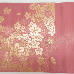 Plum cracked pink x gold gold silver thread six -handed pattern reversible pure silk formal tailoring kimono waves 416cm