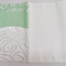 Load image into Gallery viewer, Rose crest on pure silk waves for kingeus white x green silver thread lame thread six -handed pattern formal tailoring kimono band length 440cm