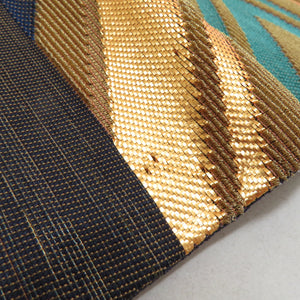 Silk zigzag crest for kimono kimono gigging crested lightning pattern gold x blue x green gold thread six -handed pattern formal tailoring kimono length 470cm