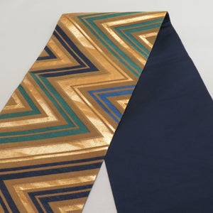 Silk zigzag crest for kimono kimono gigging crested lightning pattern gold x blue x green gold thread six -handed pattern formal tailoring kimono length 470cm