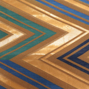 Silk zigzag crest for kimono kimono gigging crested lightning pattern gold x blue x green gold thread six -handed pattern formal tailoring kimono length 470cm