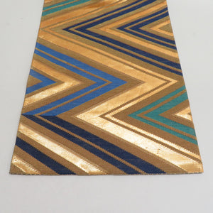 Silk zigzag crest for kimono kimono gigging crested lightning pattern gold x blue x green gold thread six -handed pattern formal tailoring kimono length 470cm