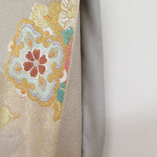 Load image into Gallery viewer, Bag Slow Sleeve Pure silk bird pattern beige x gold x multicolor gold silver thread six -handed pattern formal tailoring kimono band length 448cm