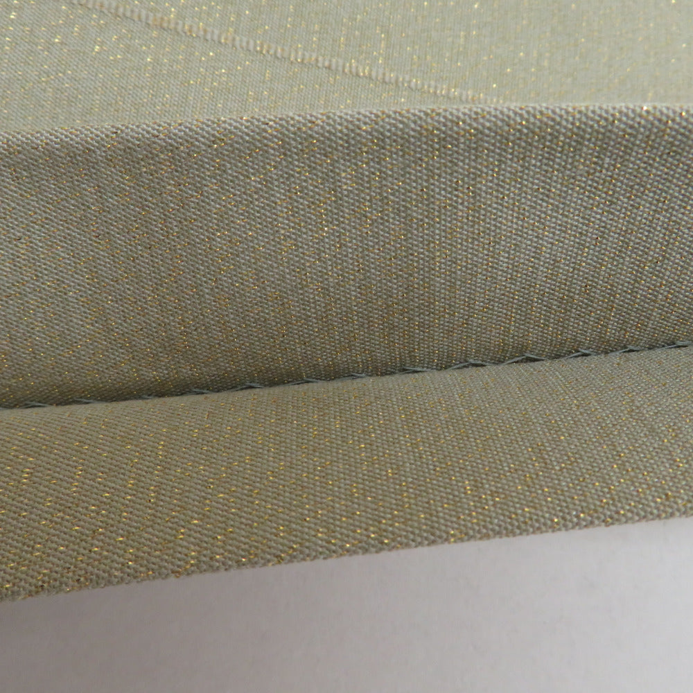 袋帯 鶴に桐紋など 箔入り カーキ色x薄オリーブグリーンxゴールド