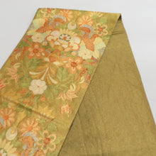 Load image into Gallery viewer, Saga Nishiki Kori Monku Saaya -shaped ground crane for kinosue kimono, gold x green x orange gold thread six -handed pure silk tailoring kimono length 448cm