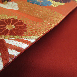 Nishijin weaving certificate for kimonos for kimonos, butterflies, flowers such as flowers, purple x gold gold thread six -handed pure silk tailoring kimono length 440cm