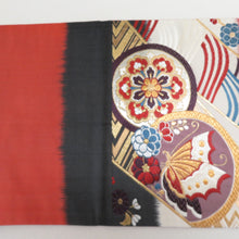 Load image into Gallery viewer, Nishijin weaving certificate for kimonos for kimonos, butterflies, flowers such as flowers, purple x gold gold thread six -handed pure silk tailoring kimono length 440cm