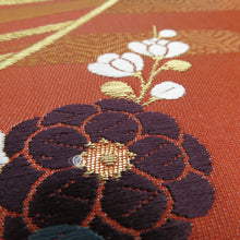 Load image into Gallery viewer, Nishijin weaving certificate for kimonos for kimonos, butterflies, flowers such as flowers, purple x gold gold thread six -handed pure silk tailoring kimono length 440cm