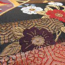 Load image into Gallery viewer, Nishijin weaving certificate for kimonos for kimonos, butterflies, flowers such as flowers, purple x gold gold thread six -handed pure silk tailoring kimono length 440cm