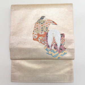 Bag Subasil's Noh Rakkoma Gogen Goukin Gigamon Golden Gold Golden Silver Silver Embroidery Gold X multi -colored drum pattern pure silk tailoring kimono length 440cm