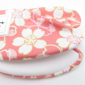 柄足袋 23.5cm ピンク色 桜柄 サクラ 底面白色 日本製 たびや 一輪館 綿100％ 4枚こはぜ レディース 女性用 足袋 カジュアル 着付け小物