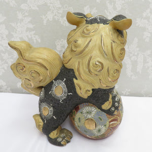 Kutani ware antique / folk crafts Kutani Ichisen ball riding gold golden figurine interior