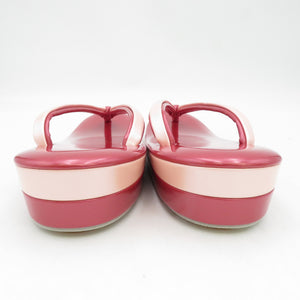 Sandals / bag set Pink x Lin pink enamel LL size 25.5cm formal coming -of -age graduation ceremony visiting kimono