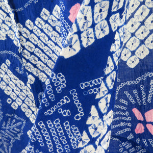 Yukata Women's Yukata Aperture Flower Pattern Blue x White X Pink Cotton Summer Women's Ladies