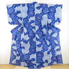 Load image into Gallery viewer, Yukata Women&#39;s Yukata Aperture Flower Pattern Blue x White X Pink Cotton Summer Women&#39;s Ladies