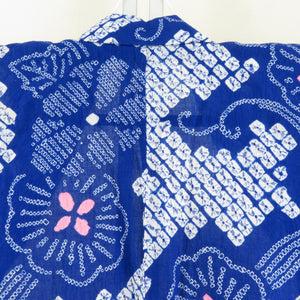 Yukata Women's Yukata Aperture Flower Pattern Blue x White X Pink Cotton Summer Women's Ladies