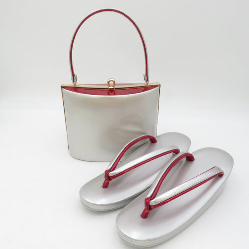 Sandals / bag sets Silver x Red free 24.0cm Formal coming -of -age graduation ceremony Wearing for kimonos