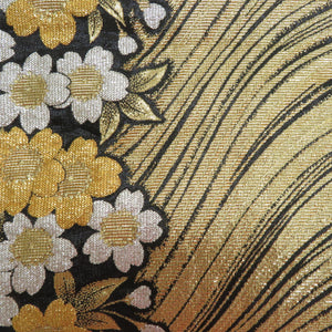 Subasus kimono silk waves for kimono crest gold x black x white gold silver thread six -handed pattern formal tailoring kimono length 424cm