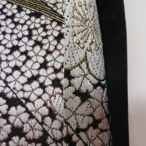 Silk belt kimono cherry blossom blizzard crest gold x black x white x multicolor lame with gold thread six -handed pattern formal tailoring kimono length 480cm