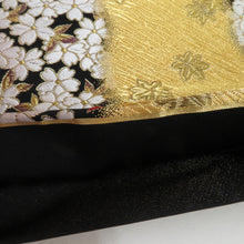 Load image into Gallery viewer, Autumn leaves crest Gold x Black gold thread six -handed pattern formal tailoring kimono length 440cm length 440cm length 440cm.