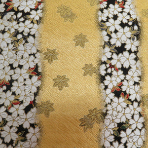 Autumn leaves crest Gold x Black gold thread six -handed pattern formal tailoring kimono length 440cm length 440cm length 440cm.