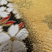 Load image into Gallery viewer, Autumn leaves crest Gold x Black gold thread six -handed pattern formal tailoring kimono length 440cm length 440cm length 440cm.